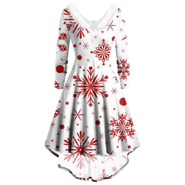 Christmas V-neck Irregular Dress